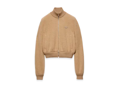 PRADA Women's Cotton Fleece Zipper Jacket "Camel Brown"