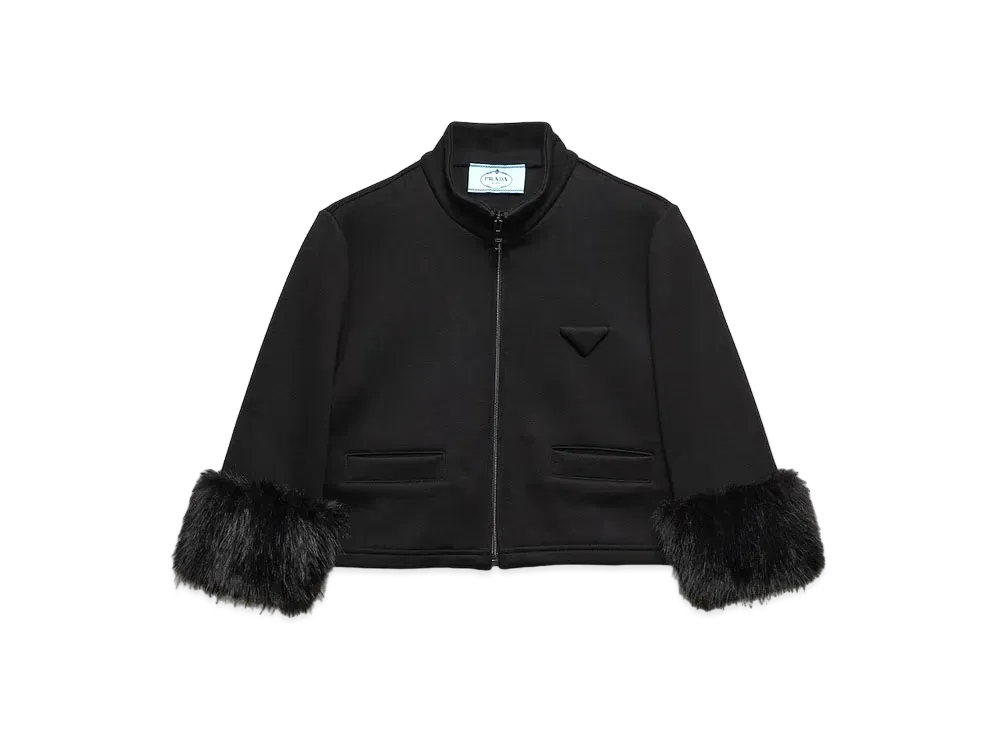 PRADA Women's Cropped Fleece Blouson "Black"