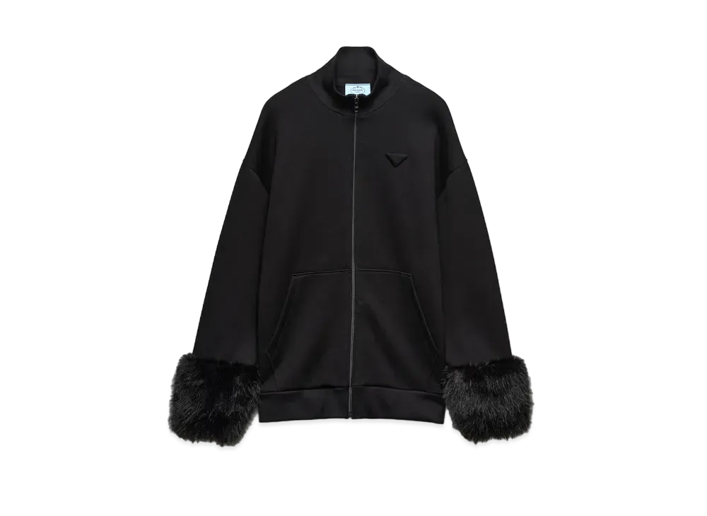PRADA Women's Double Fleece High-Neck Blouson "Black"