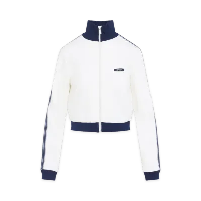 PRADA Women's And Zip-Up Logo Jacket "White/Blue"