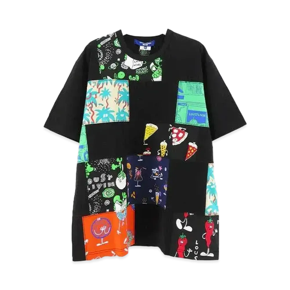 JUNYA WATANABE MAN Cotton Jersey x Cotton Broad Print Mix Lousy Livin W Name T-shirt "Black B"