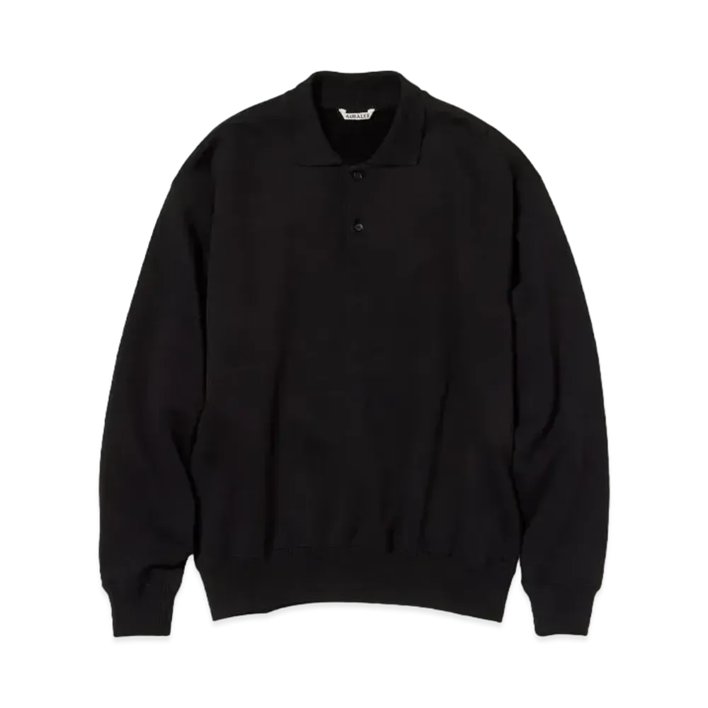 AURALEE Smooth Soft Sweat Polo "Black"