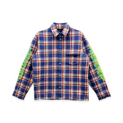 Chrome Hearts WORK'N Floral Cross Flannel Shirt "Blue/Red/Green"