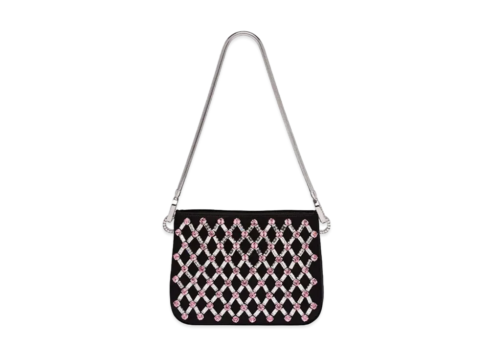 MIU MIU Miu Sachi Decoration Satin Handbag "Black"