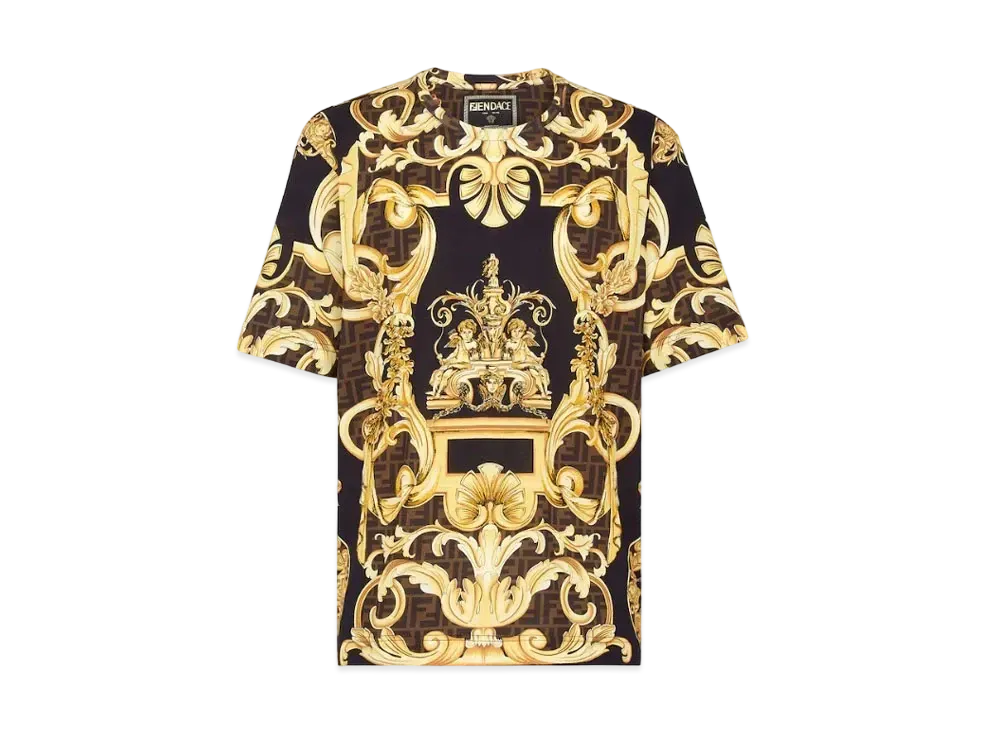 FENDI x Versace Fendace Black And Gold Jersey T-Shirt "Gold"