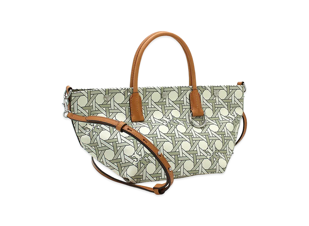 TORY BURCH Women's Tote Bag (with shoulder strap) Canvas Basketweave Small Tote "New Ivory Basketweave"