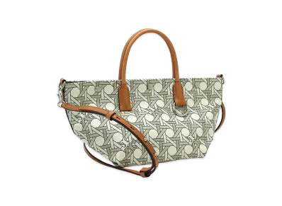 TORY BURCH Women's Tote Bag (with shoulder strap) Canvas Basketweave Small Tote "New Ivory Basketweave"