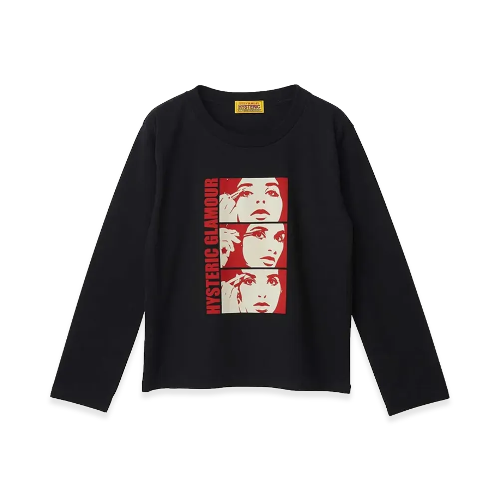 HYSTERIC GLAMOUR Women's WAKE UP MAKE UP T-Shirt "Black"