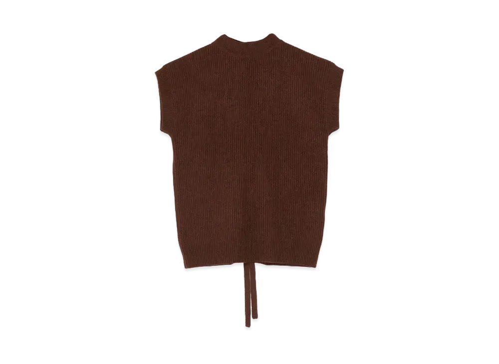 Yohji Yamamoto Y's SOFT LAMB TIE A BOW SHORT SLEEVE WEARABLE "Brown"