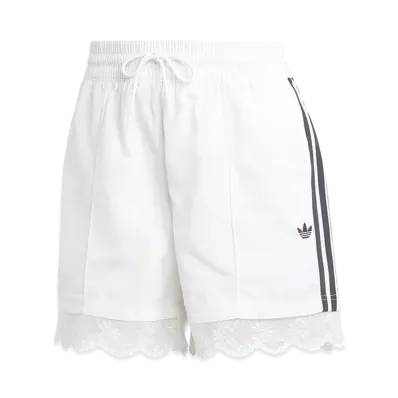 adidas Women's Lace Trim 3-Stripes Shorts "White"