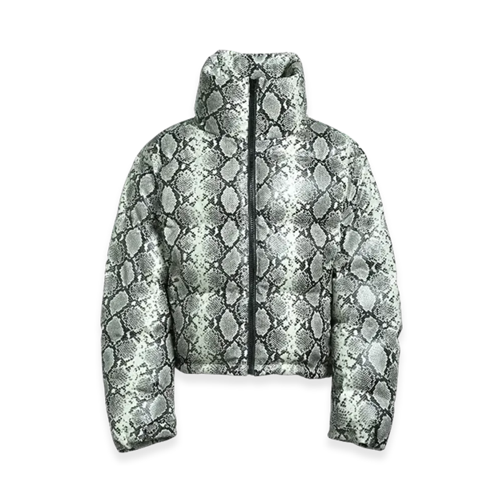 BREATH Faux Leather Snake Down Jacket "Grey"