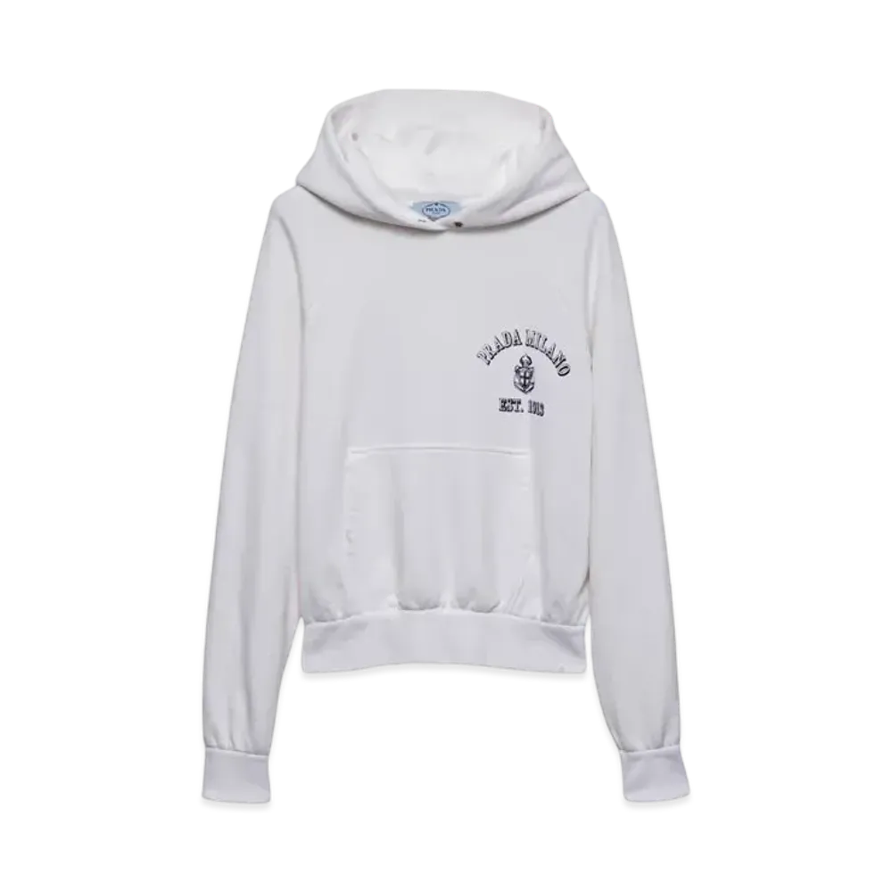 PRADA Women's Cotton Fleece Hoodie "White"