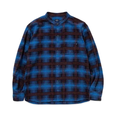 RATS Stand Collar C/R Flannel Check Shirt "Sax Blue"