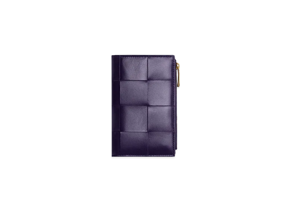 Bottega Veneta Bifold Zipped Wallet "Raisin"
