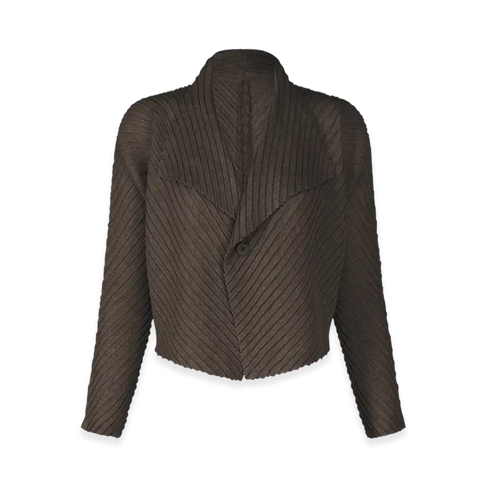 ISSEY MIYAKE Sheer Linen Like Pleats "NasuBrown"