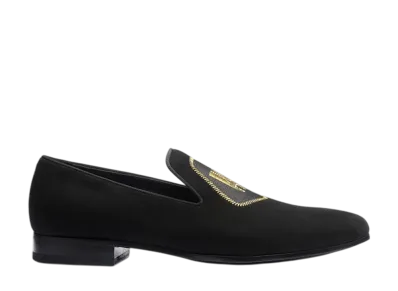 J.M.Weston Albi Loafer With Embroidery #910 "Black Suede"