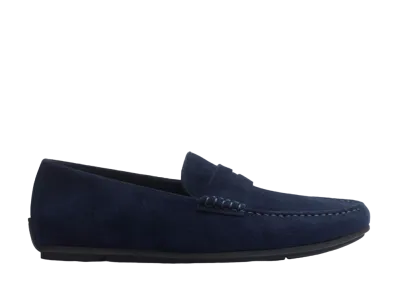 J.M.Weston Warning Car Shoe #932 Suede "Navy" 13B1GBH93252 Rubber Sole