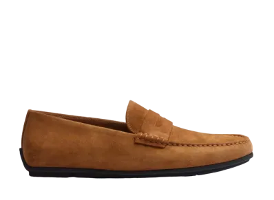 J.M.Weston Warning Car Shoe #932 Suede "Beachnut" 13B1GBQ93252 Rubber Sole