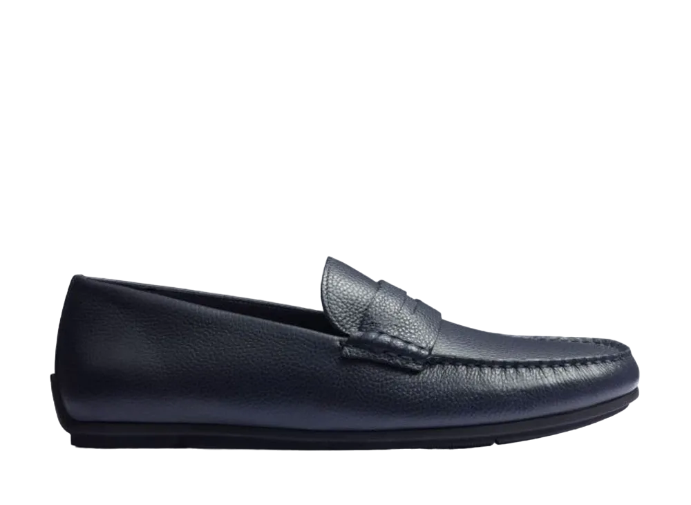 J.M.Weston Warning Car Shoe #932 Grain Leather "Navy" 13B1GCE93252 Rubber Sole