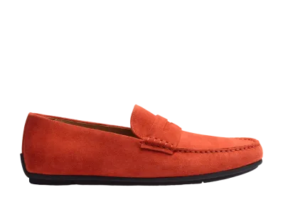 J.M.Weston Warning Car Shoe #932 Suede Calfskin "Orange" 13B1GCJ93252 Rubber Sole
