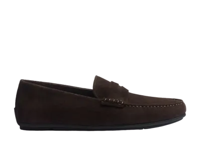 J.M.Weston Warning Car Shoe #932 Suede "Dark Brown" 13B1GCQ93252 Rubber Sole