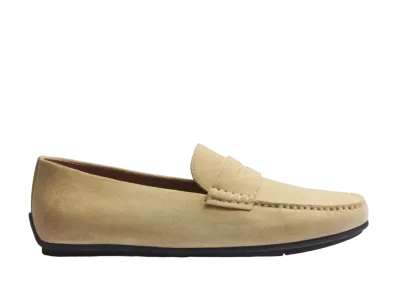 J.M.Weston Warning Car Shoe #932 Suede "Beige" 13B1GEN93252 Rubber Sole