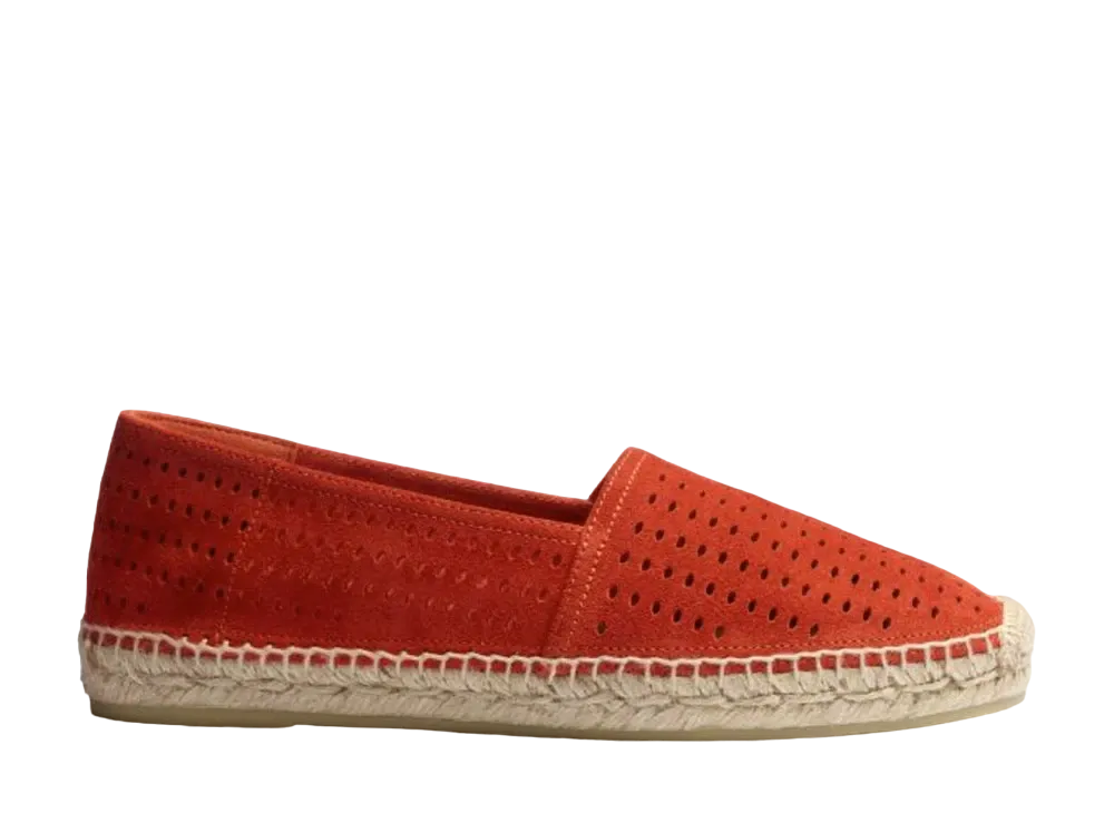 J.M.Weston Espadrille Wait and Sea #933 Suede "Orange" 13G7GDD93358 Rubber Sole