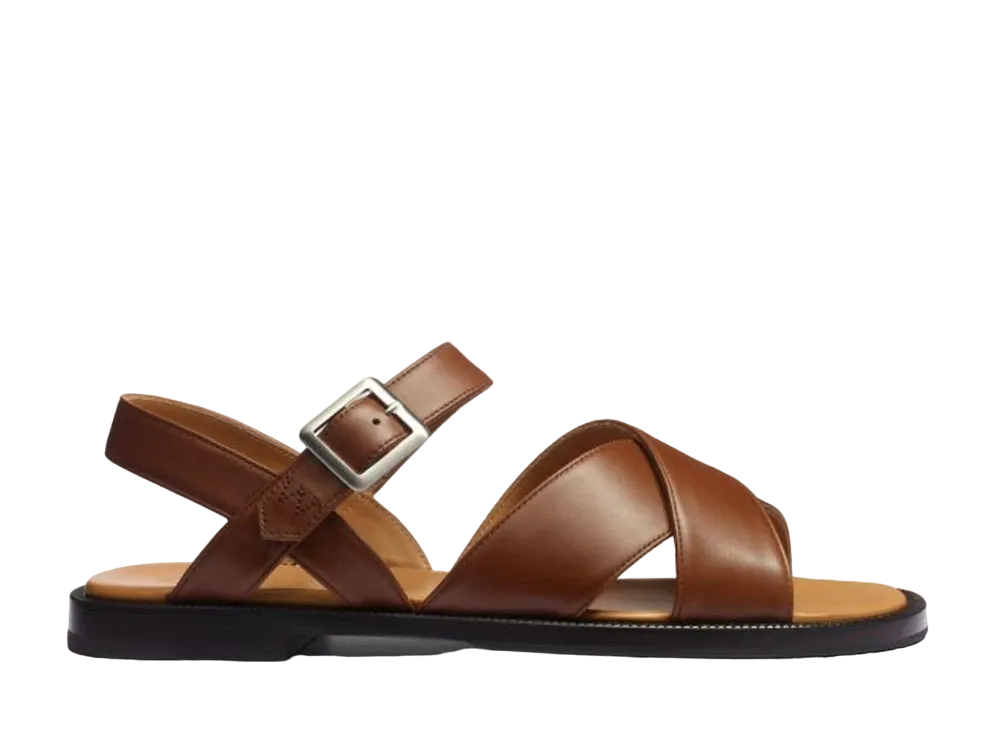 J.M.Weston Double V Sandal #946 "Tan" 13G8GJU94653 Half Rubber Sole