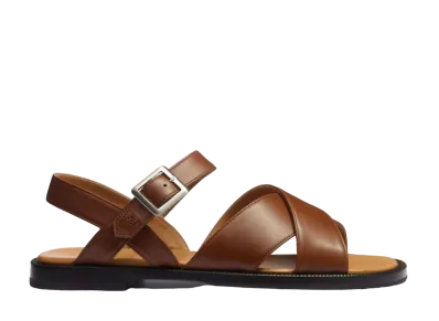 J.M.Weston Double V Sandal #946 "Tan" 13G8GJU94653 Half Rubber Sole