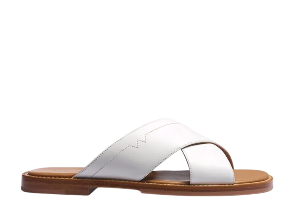 J.M.Weston Double V Sandal #947 "White Soft Calf"