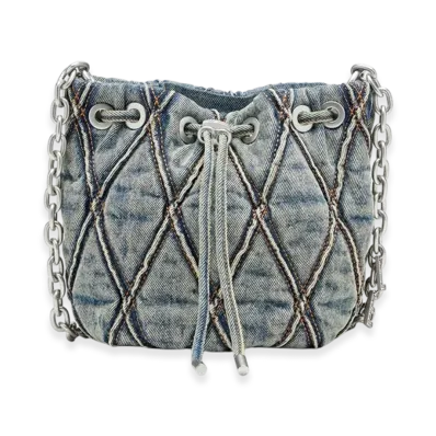 Diesel Charm-D Bucket S Charm-D S-Mini Bucket Bag In Argyle Quilted Denim "Blue"