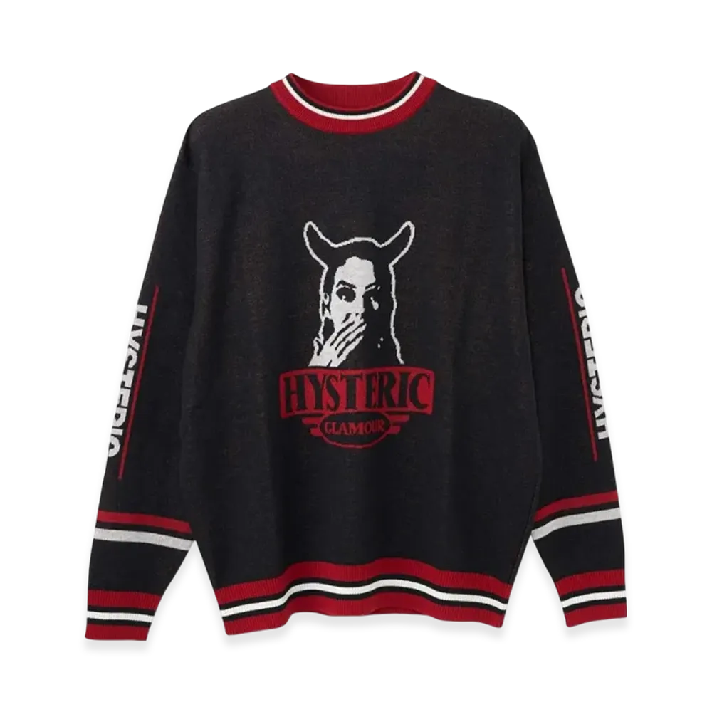 HYSTERIC GLAMOUR Speak No Evil Jacquard Sweater "Black"