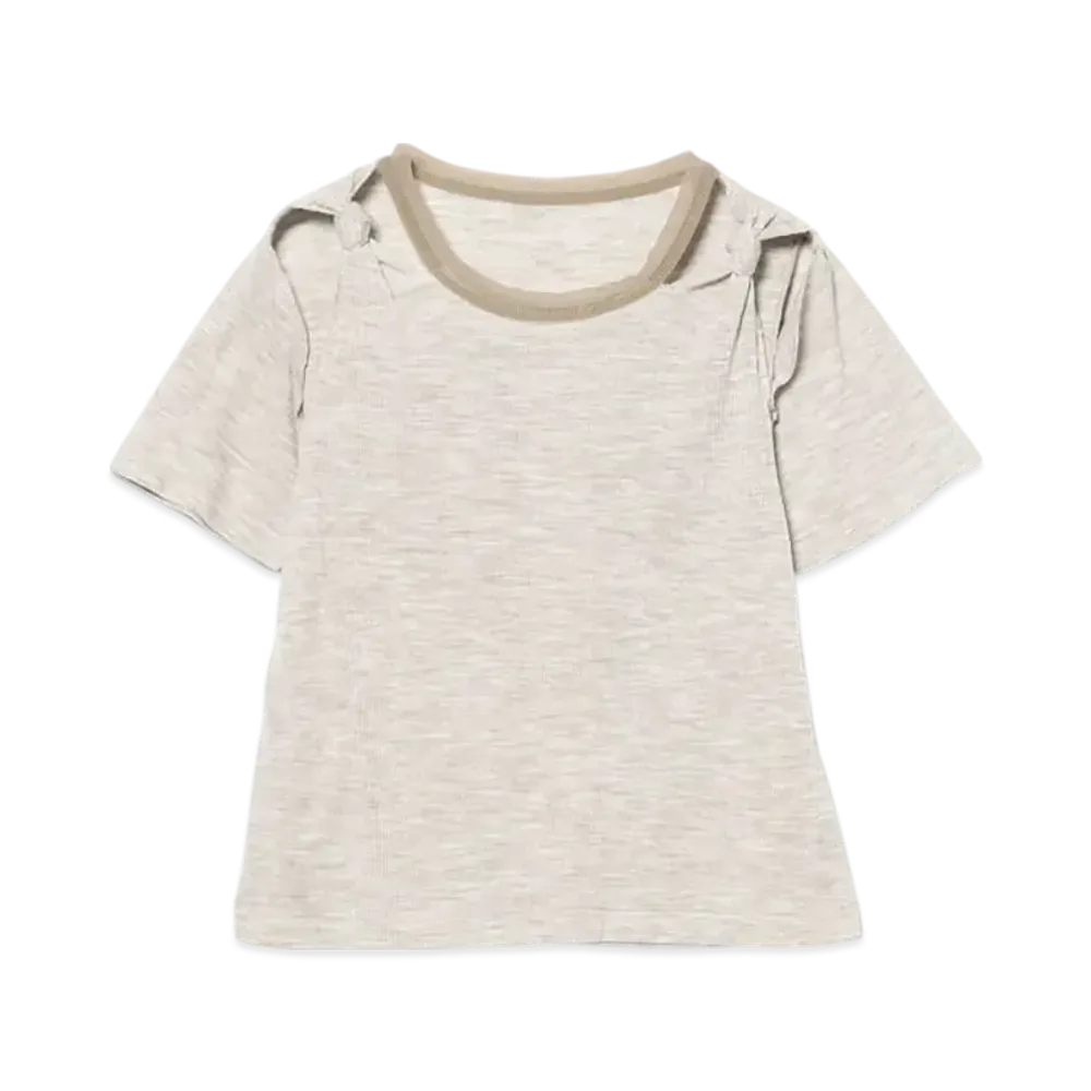 BEAMS Women Rib Cutout T-Shirt "Ivory"