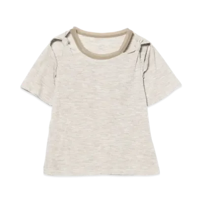 BEAMS Women Rib Cutout T-Shirt "Ivory"