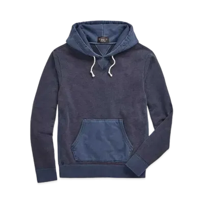 RRL Ralph Lauren Garment Dyed French Terry Hoodie "Navy"