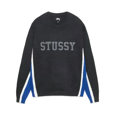 Stussy Contrast Stripe Crew "Charcoal"