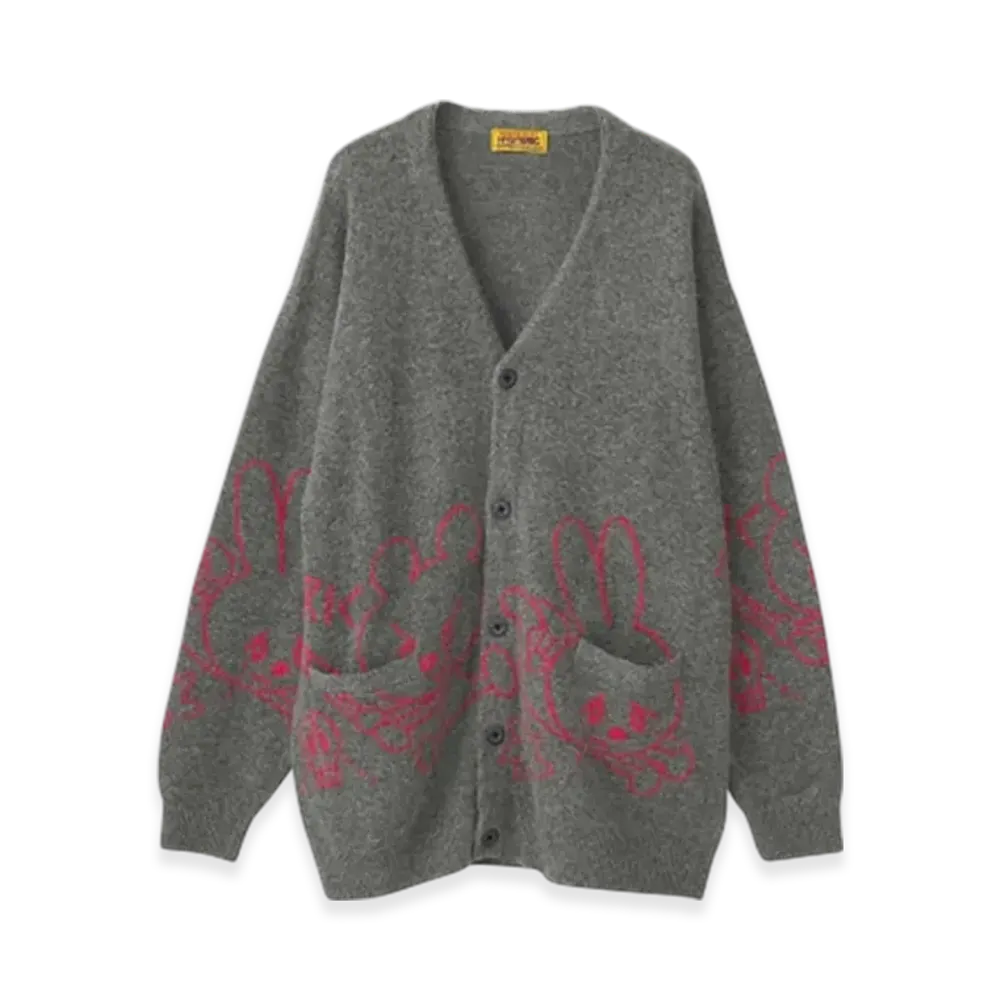 HYSTERIC GLAMOUR Ben And Lucy Jacquard Cardigan "Top Gray"