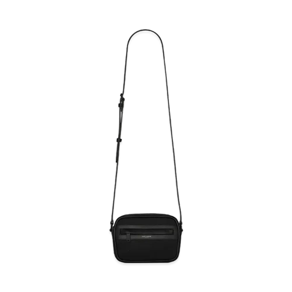 SAINT LAURENT Camp Small Camera Bag In Nylon And Lambskin "Black"
