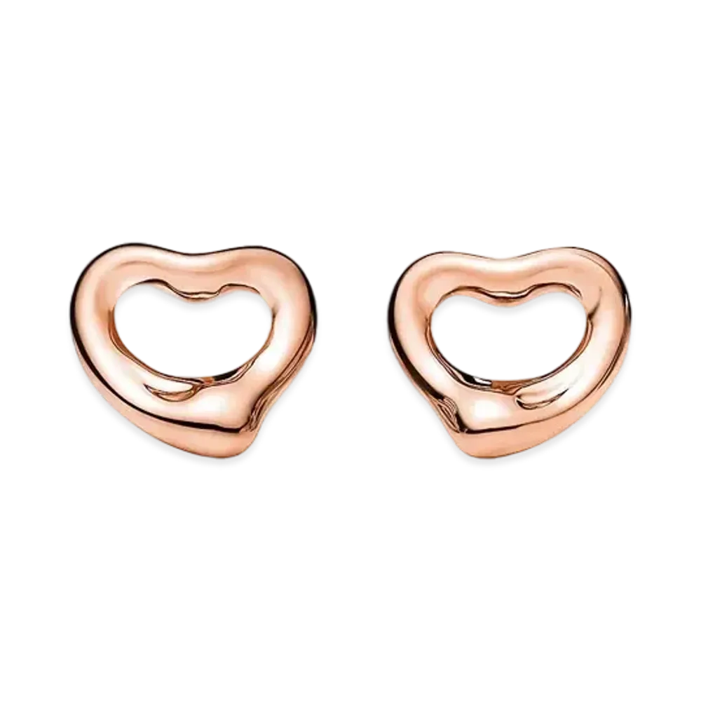 Tiffany & Co. Elsa Peretti Open Heart Stud Earrings 18K "Rose Gold"