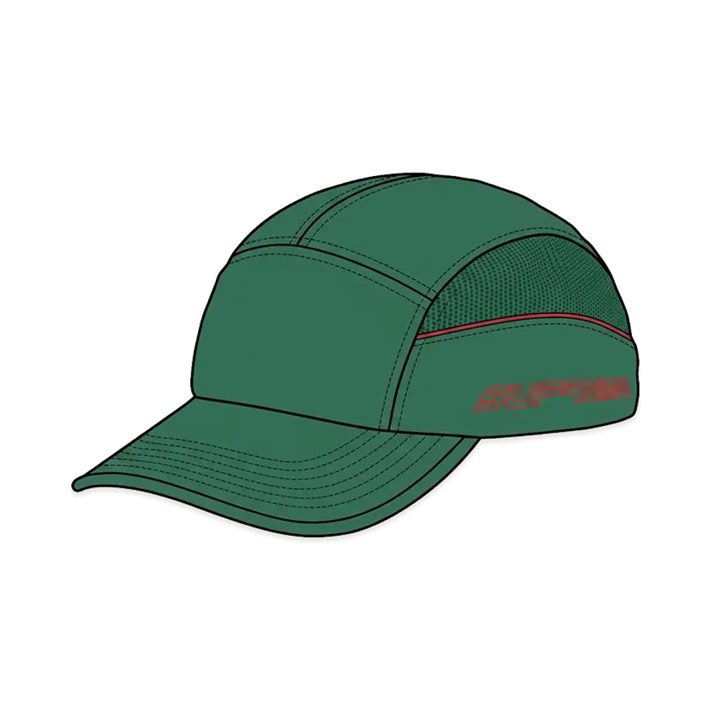 Supreme Side Mesh Piping Camp Cap "Green"