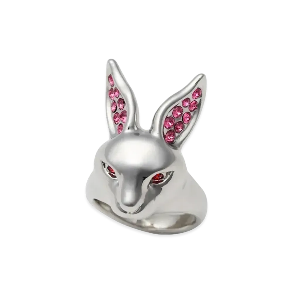 FR2 Crystal Fxxking Rabbit Face Ring "Silver"