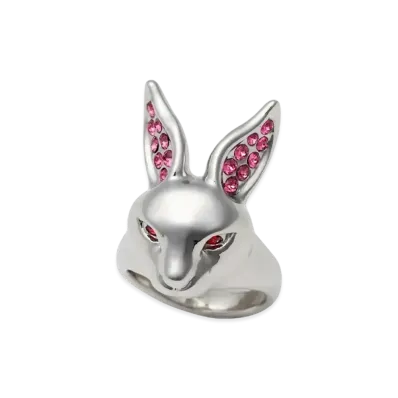 FR2 Crystal Fxxking Rabbit Face Ring "Silver"