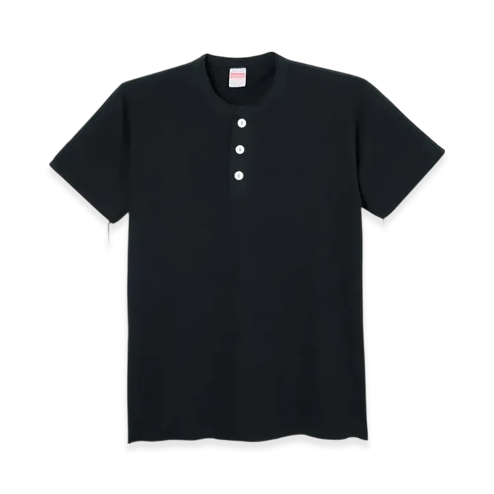 Healthknit Henley Short Sleeve T-Shirt "Black"