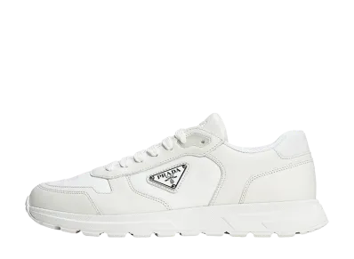 PRADA Prax 2.0 Re-Nylon and Leather Sneakers "Triangle Logo/White"