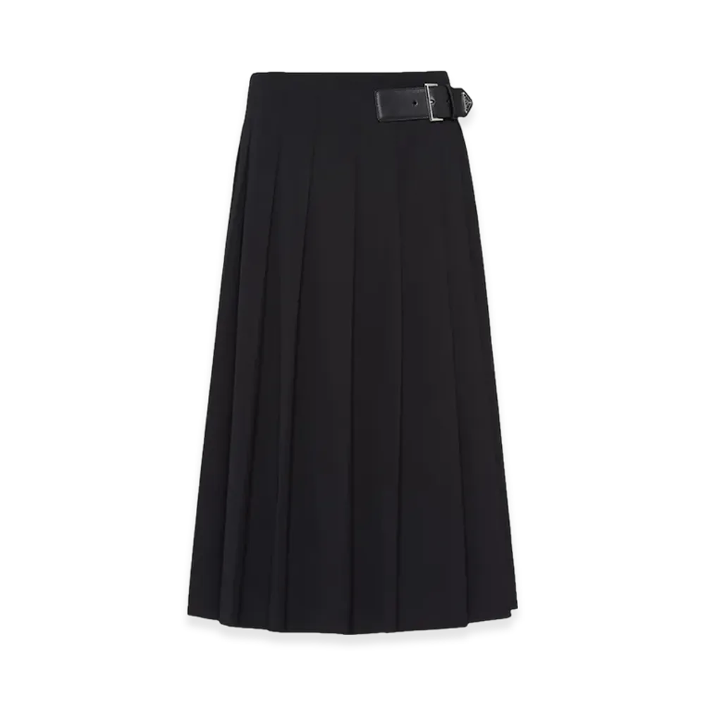 PRADA Women's Gabardine Midi Skirt "Black"