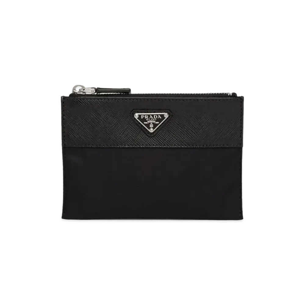 PRADA ReNylon Saffiano Leather Pouch Wallet "Black"