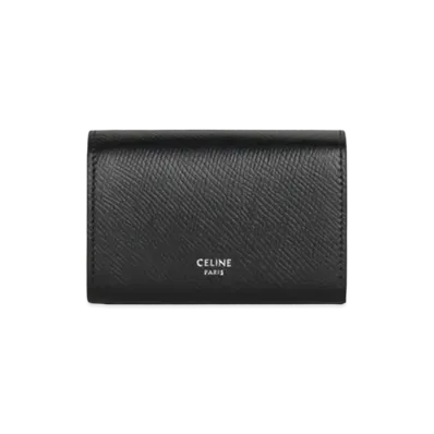CELINE Business Card Holder In Grained Calfskin "Black"