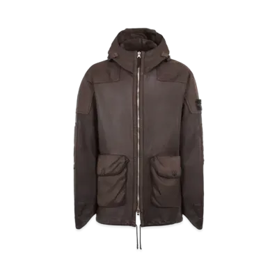 Stone Island 00298 LEATHER-TC MODIFIED PANAMA 6/3 HT NYLON "Dark Brown"