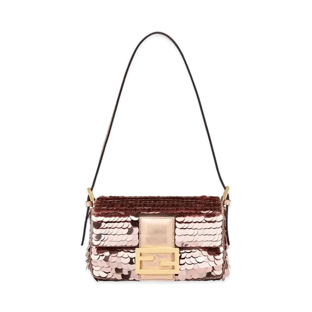 FENDI Baguette 1997 Small Leather & Sequins Bag "Pink"