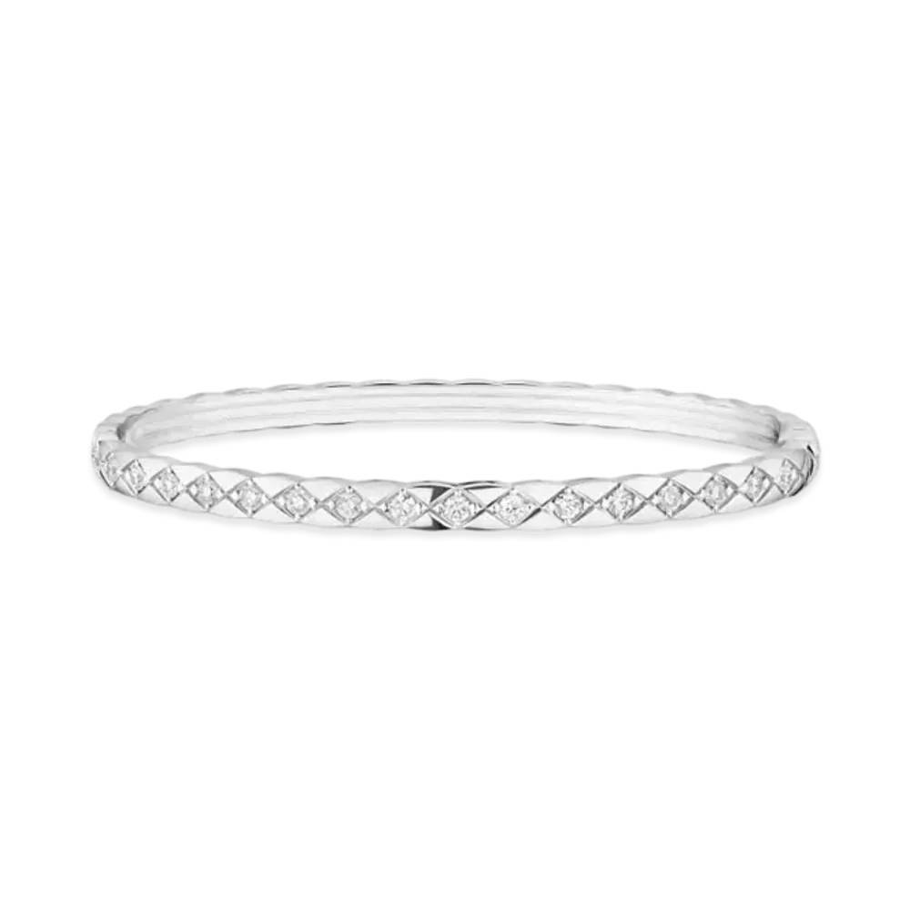 CHANEL Coco Crush Bracelet Quilted Motif Mini Version Diamonds 18K "White Gold"